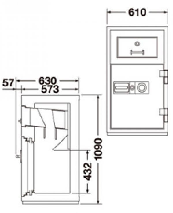 エーコー 投入式耐火金庫/防盗性能 テンキー式 NPD-100ER 330kg <生産終了>★◆_2