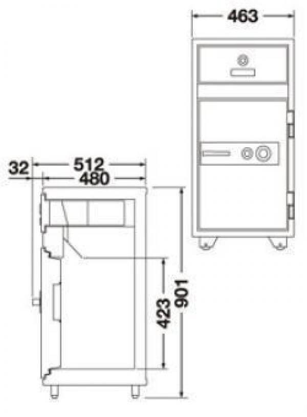 エーコー 投入式耐火金庫 テンキー式 PD-50EN 130kg <生産終了>★◆_2