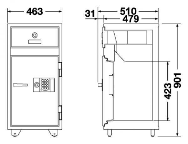 エーコー 投入式耐火金庫 テンキー式 PS-50E 118kg - e金庫本舗