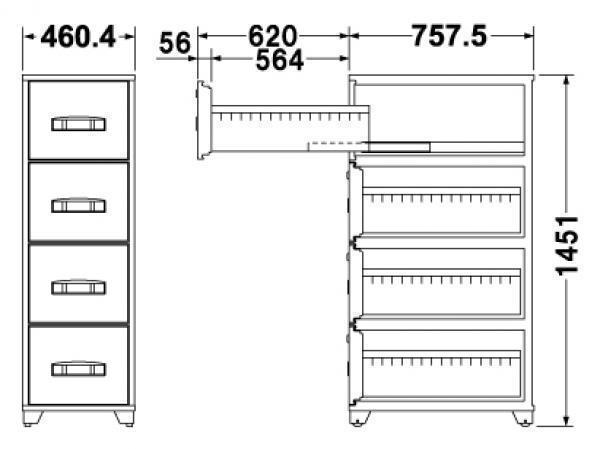エーコー 耐火キャビネット シリンダー錠 EA4-4G 260kg◆_2