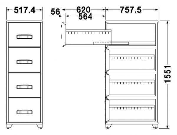 エーコー 耐火キャビネット シリンダー錠 EB4-4G 300kg◆_2