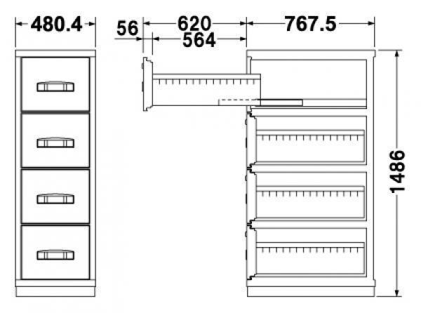 エーコー 耐火キャビネット シリンダー錠 RA4-4G 320kg＜受注生産＞◆_2